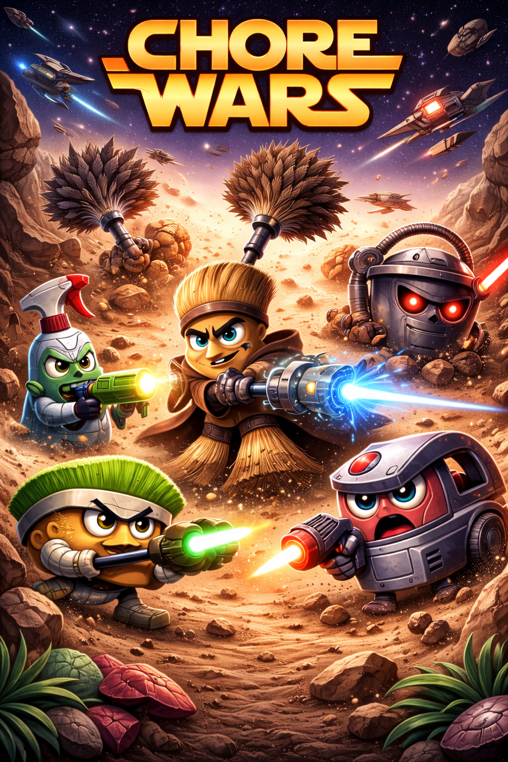 Chore Wars - Animated cleaning supplies in an epic battle